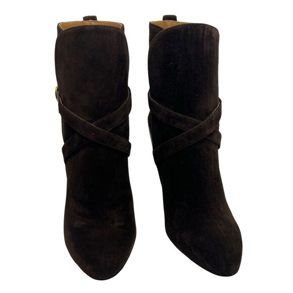 Ralph Lauren Purple Label Jensynn Calf-Suede Bootie In Dark Brown Size 38 - Picture 4 of 14